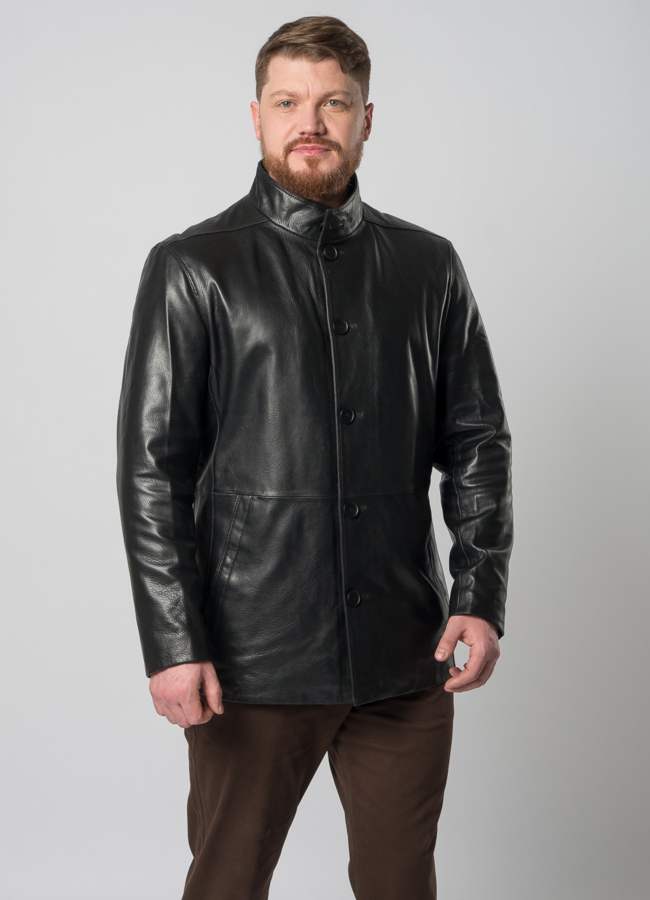 Куртка кожаная на пуговицах модель № W8017 в кредит