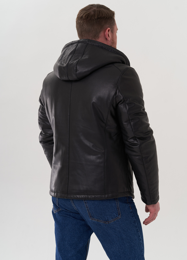 Куртка из натуральной кожи черного цвета модель № 26180 универмаг малина