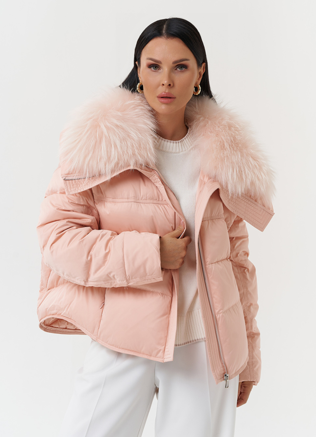 Оверсайз куртка с мехом песца модель № 28575 универмаг малина