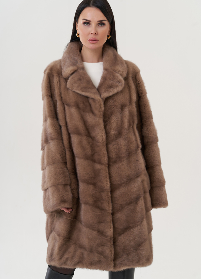 Шуба из норки с английский воротником  модель № 25754 универмаг малина