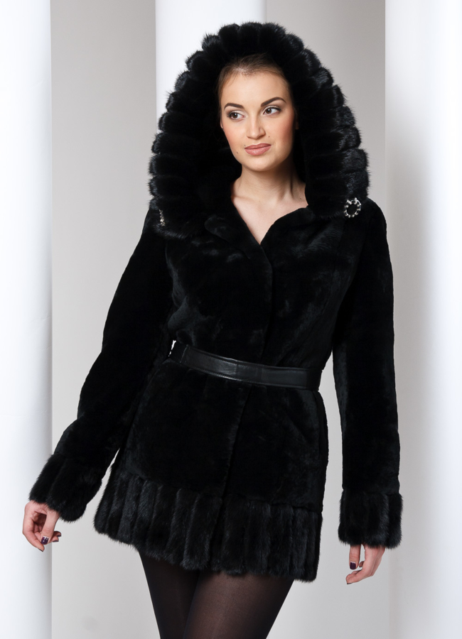 Шуба мутон с норкой модель № S-15 в кредит Шуба мутон с норкой модель № S-15 в кредит