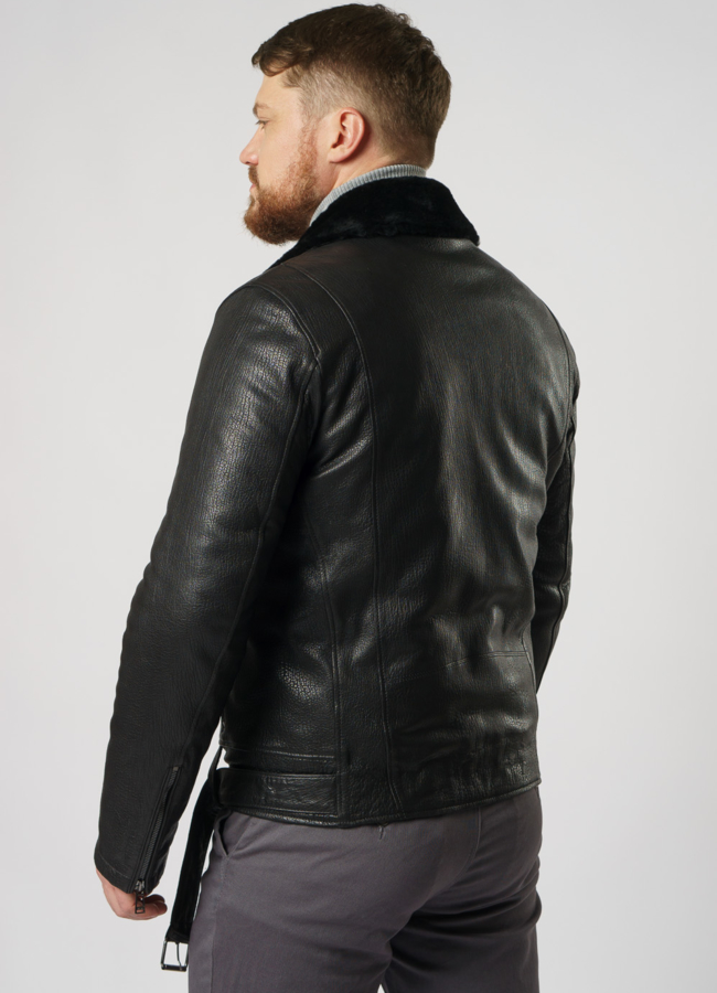 Дубленка с английским воротником на молнии модель № 4271 в рассрочку