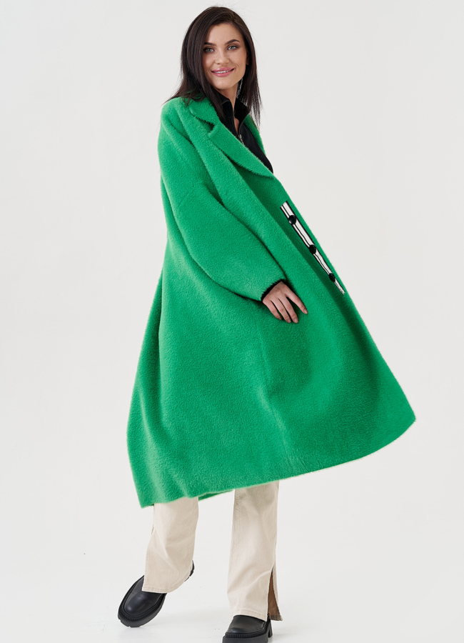 фото Длинный кардиган зеленого цвета модель № 78011