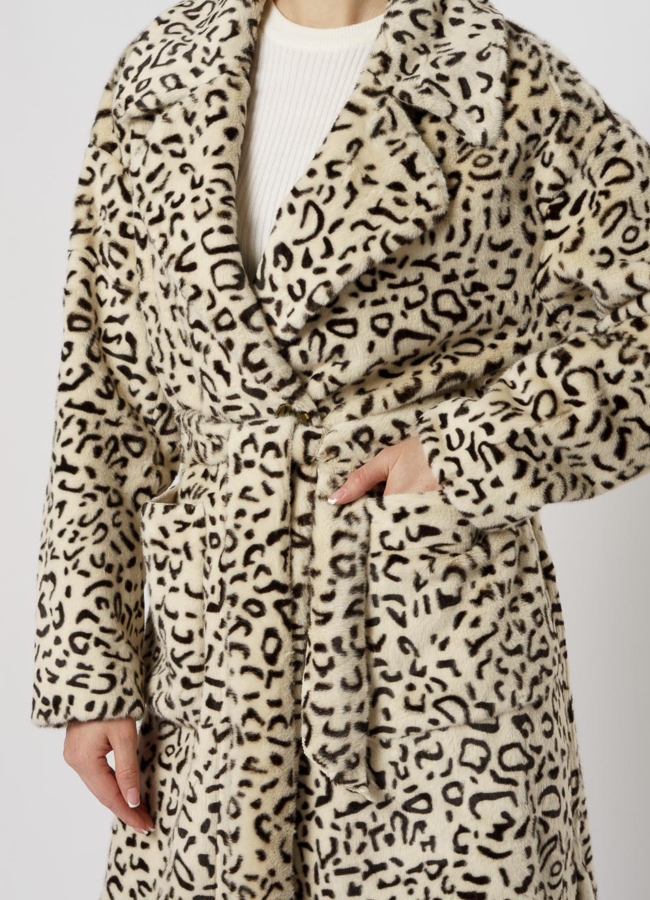 Женское пальто с леопардовым принтом модель № 18295 универмаг малина