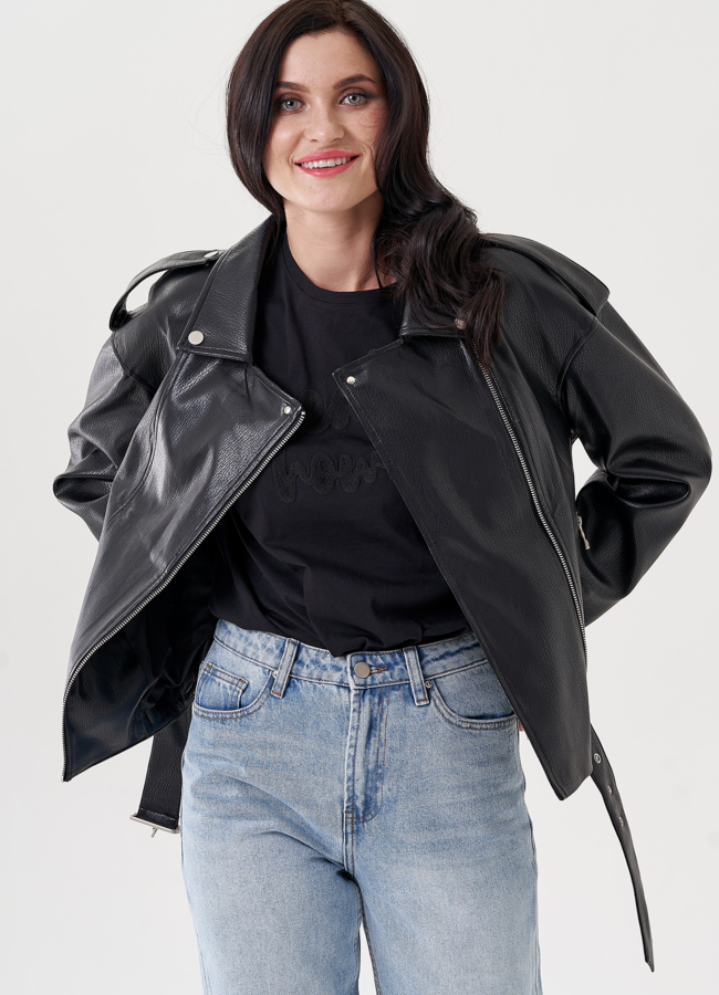 Женская куртка косуха из эко кожи  модель № 24445 в кредит