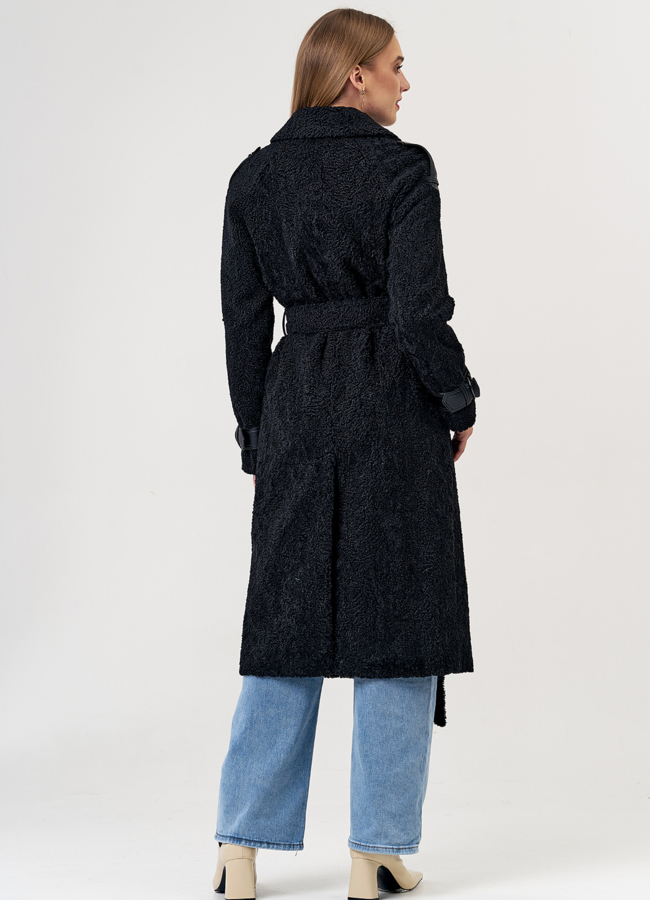 фото Утепленное пальто из искусственного меха модель № 21498