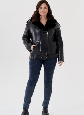 Куртка-косуха из эко кожи на утеплителе с натуральным мутоном Куртка-косуха из эко кожи на утеплителе с натуральным мутоном