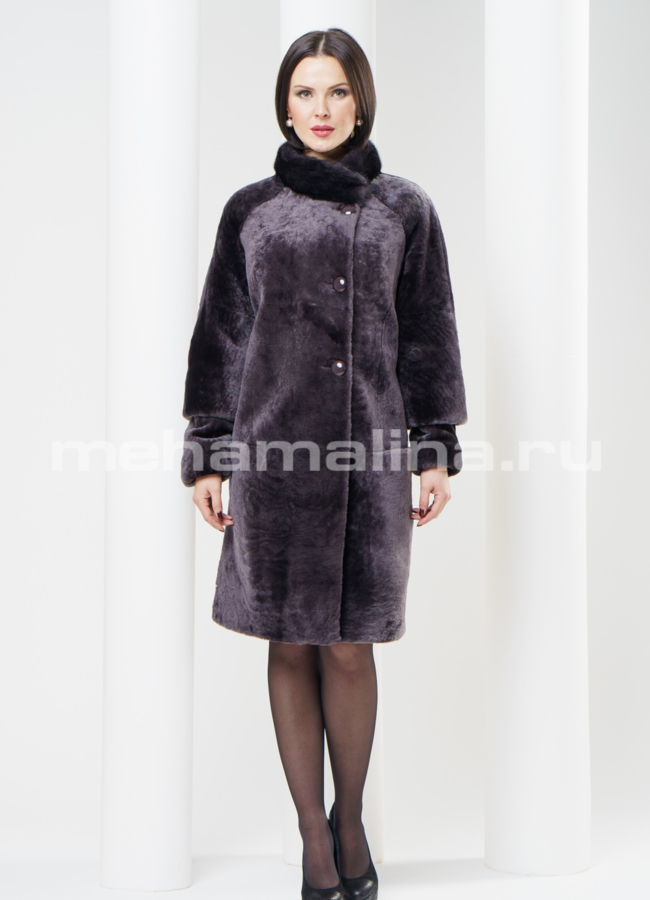 Шуба астраган, отделка норка модель № S-316 универмаг малина