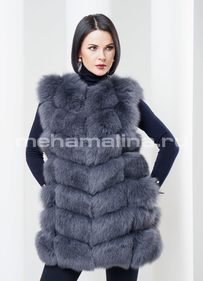 Меховой жилет из песца модель № M-76 в кредит