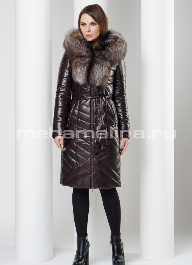 Женский пуховик с мехом модель № 8799 в рассрочку