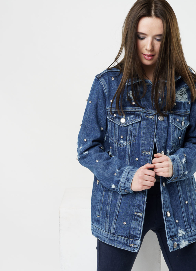 Куртка джинсовая  модель № 376-1 меха малина