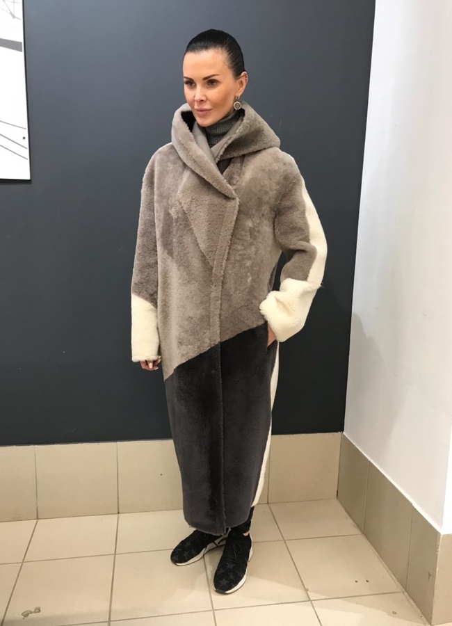 Дубленка  модель № КТ61154 меха малина