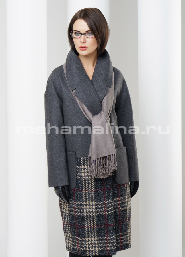 Женское пальто модель № BP-56 меха малина