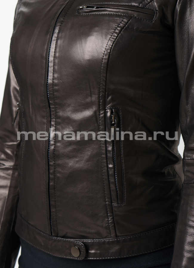 Кожаная куртка модель № K-401 универмаг малина