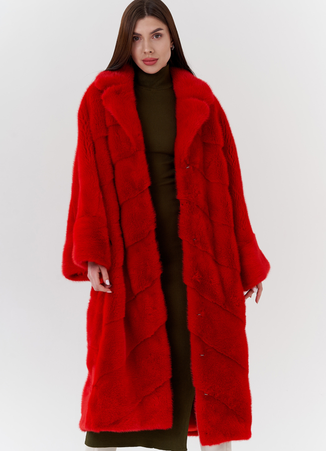 фото Норковая шуба с английским воротником  модель № 24223