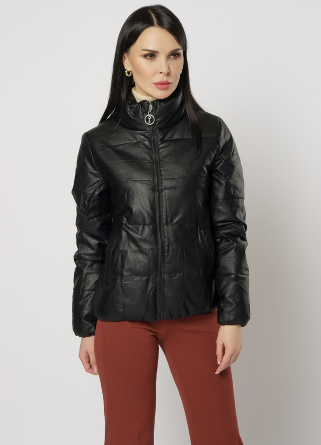 Женская куртка из эко кожи черного цвета модель № 20768 универмаг малина