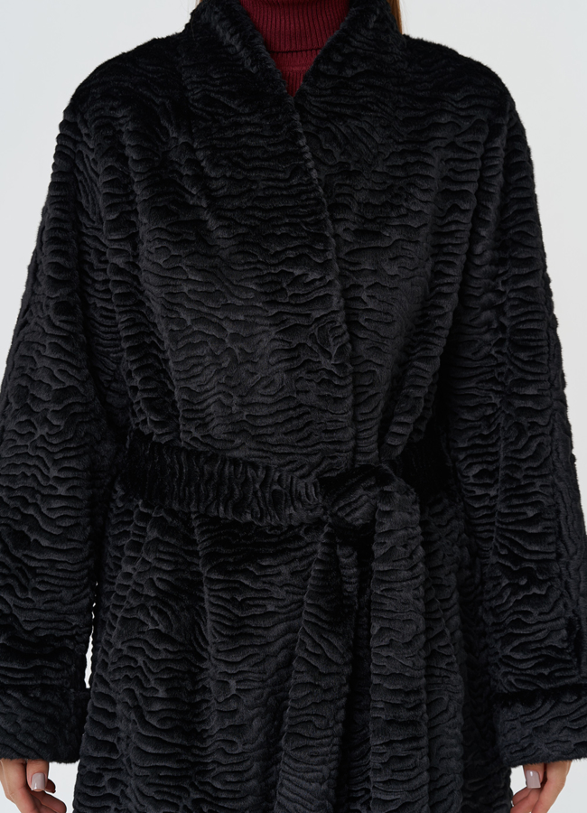 Пальто из эко меха под каракуля модель № 28672 универмаг малина