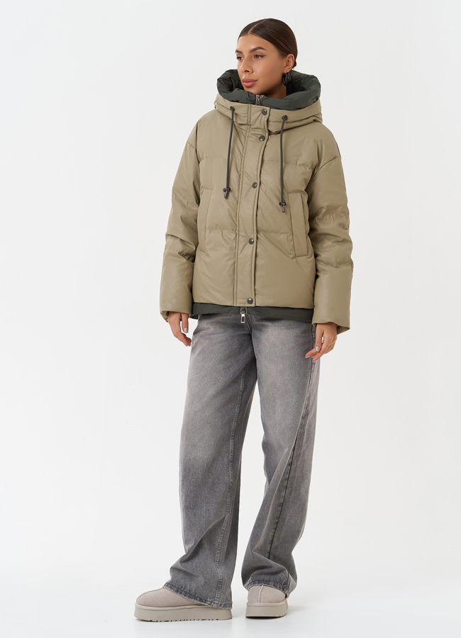 Куртка из эко кожи с капюшоном модель № 27867 в рассрочку