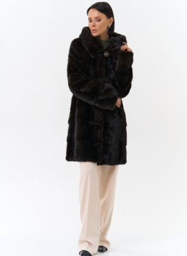 Норковая шуба с капюшоном