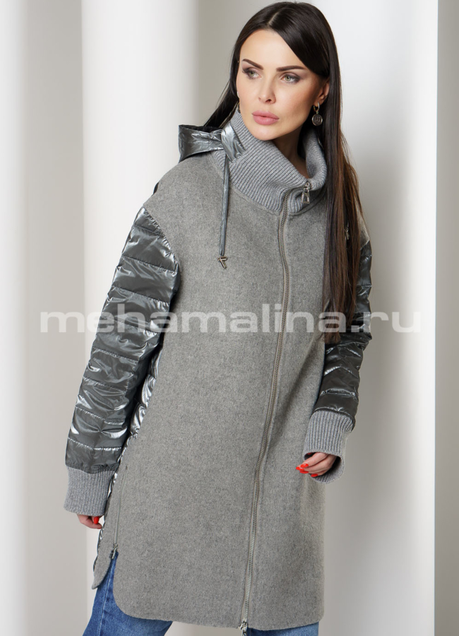 Пальто премиум DiegoM модель № DiegoM 406 меха малина