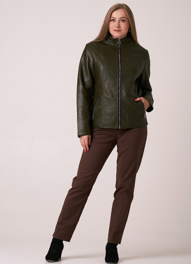 Куртка из эко кожи в зеленом цвете модель № 212-2 в рассрочку