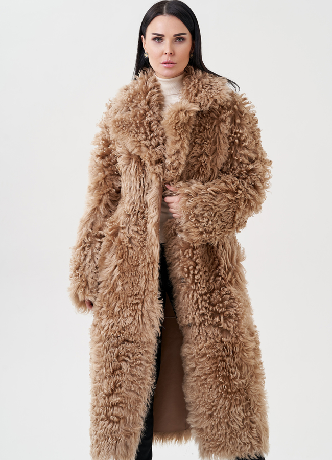 фото Женская дубленка с английским воротником  модель № 23910