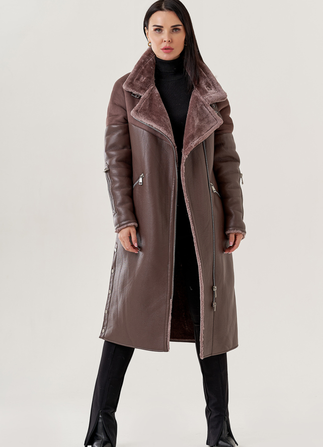 Женская дубленка из искусственной кожи  модель № 79496 в кредит