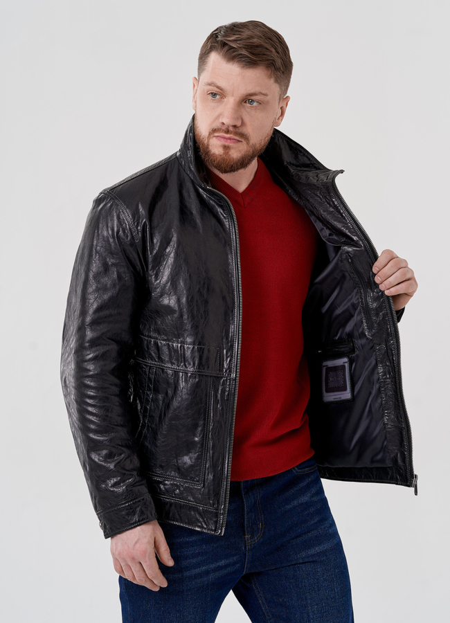 Мужская кожаная куртка  модель № 24405 универмаг малина