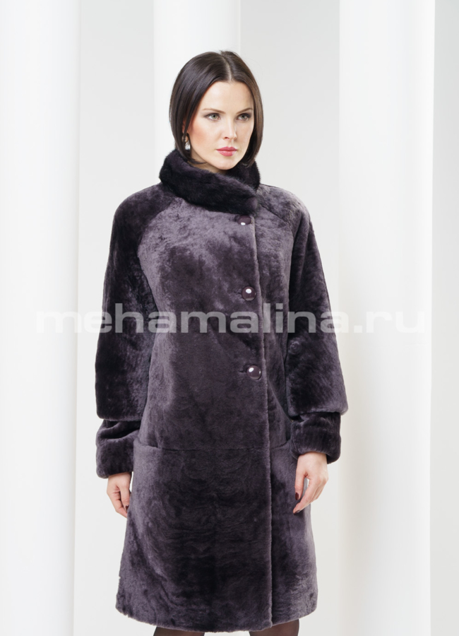 Шуба астраган, отделка норка модель № S-316 универмаг малина