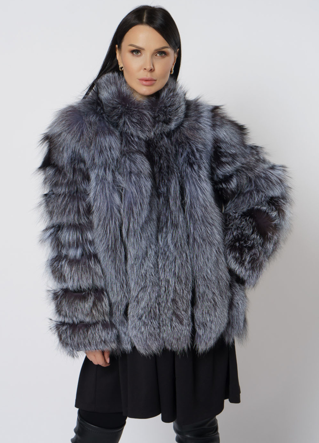 Жакет из чернобурки модель № 21726 меха малина