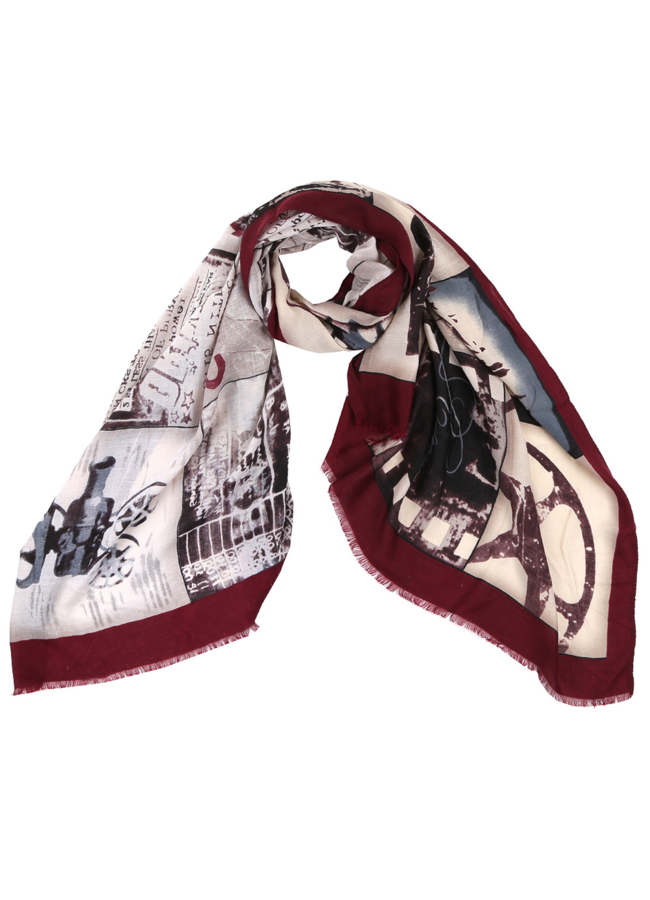 Шарф модель № А-43 меха малина