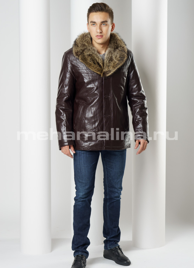 Мужская эко дубленка модель № DM-117 универмаг малина