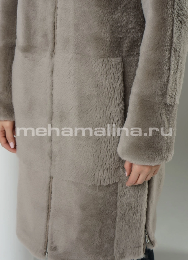Пальто меховое на молнии с капюшоном модель № 88372 универмаг малина