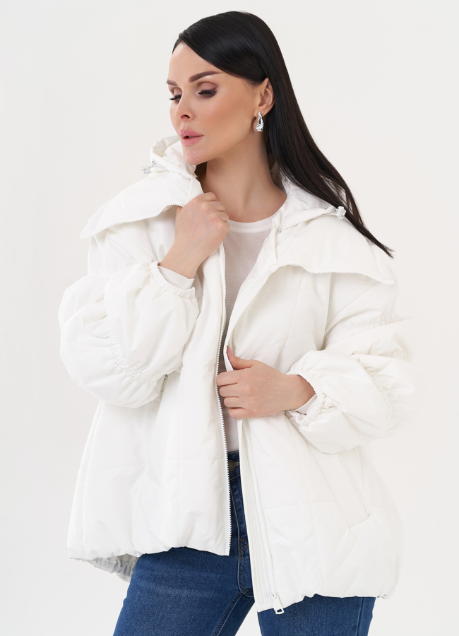 Куртка оверсайз белого цвета модель № 27013 универмаг малина
