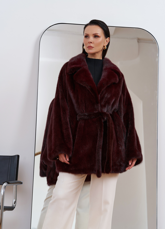 фото Шуба из меха норки с английским воротником модель № 27592