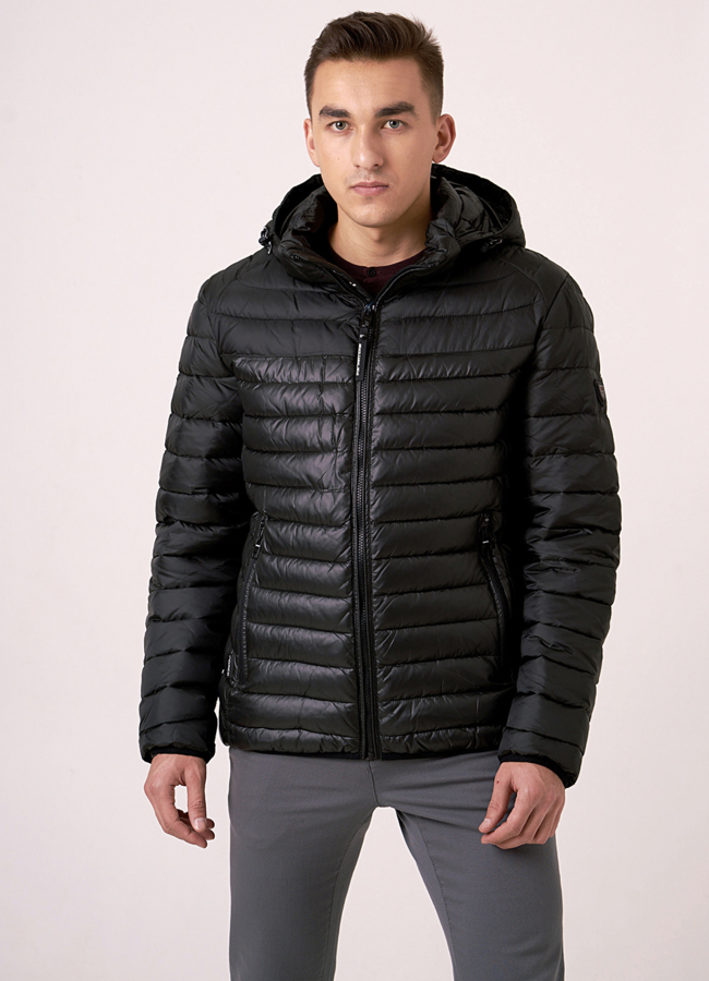 Куртка мужская в цвете хаки на молнии со съемным капюшоном модель № 1006 меха малина