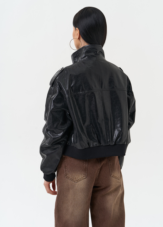 Женская куртка бомбер из натуральной кожи модель № 30096 в кредит