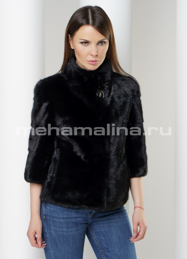 Короткая норковая шуба модель № S-594 меха малина