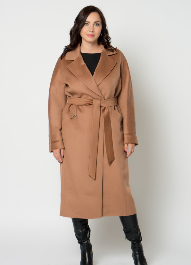 фото Классическое женское пальто в коричневом цвете модель № 21306