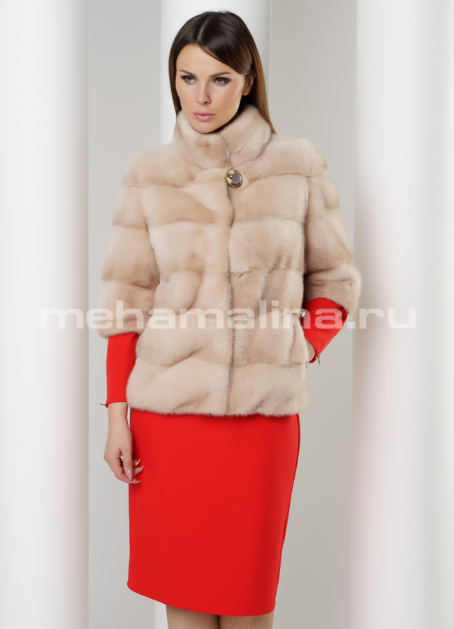 Шуба короткая из норки модель № S-597 универмаг малина