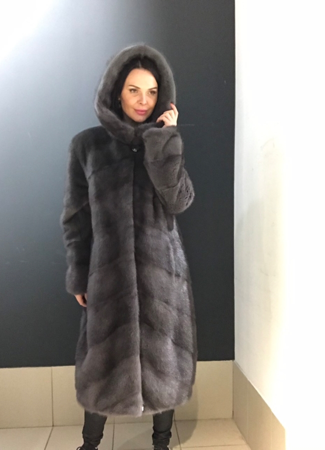 фото Норковая шуба в цвете графит модель № 381С