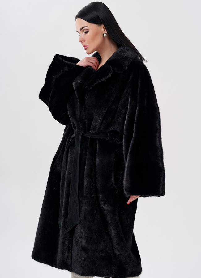 Шуба из норки с английским воротником  модель № 23986 универмаг малина