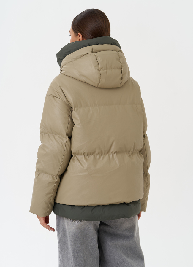 Куртка из эко кожи с капюшоном модель № 27867 универмаг малина