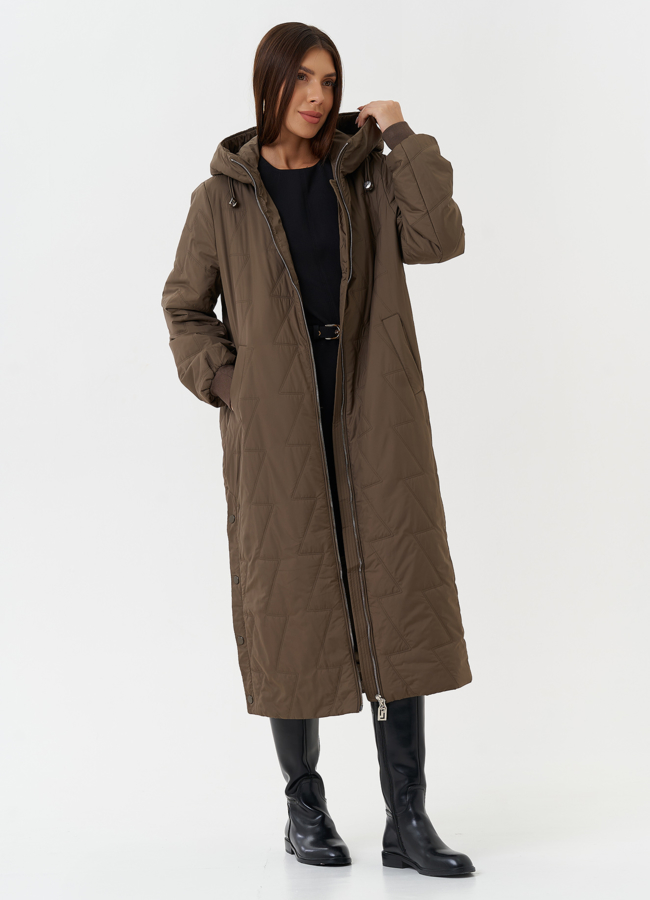 Утепленное пальто с капюшоном модель № 27878 универмаг малина