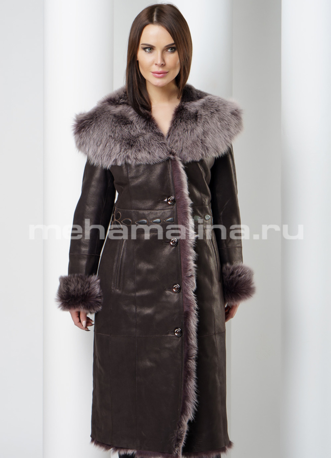 Дубленка на пуговицах модель № D-188 универмаг малина