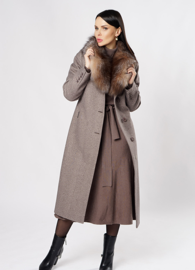 Удлиненное зимнее пальто с поясом модель № 051 универмаг малина