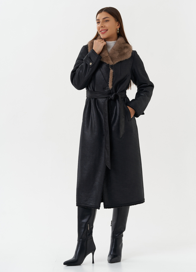 Двухсторонняя дубленка из эко кожи модель № 27781 в кредит