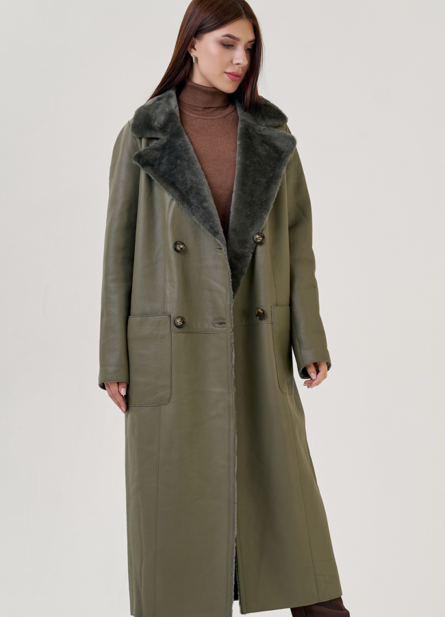 Женская дубленка с английским воротником  модель № 23249 в рассрочку Женская дубленка с английским воротником  модель № 23249 в рассрочку