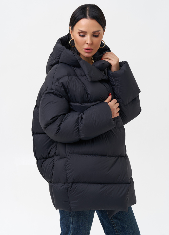 Женский пуховик с капюшоном  модель № 28969 универмаг малина