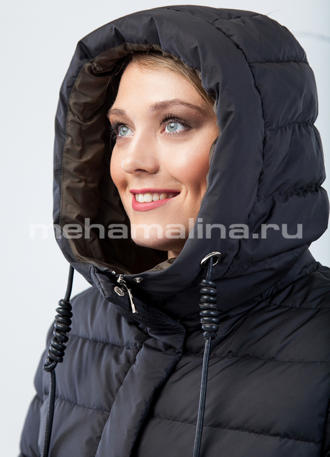 Куртка с капюшоном черного цвета модель № П-172 универмаг малина